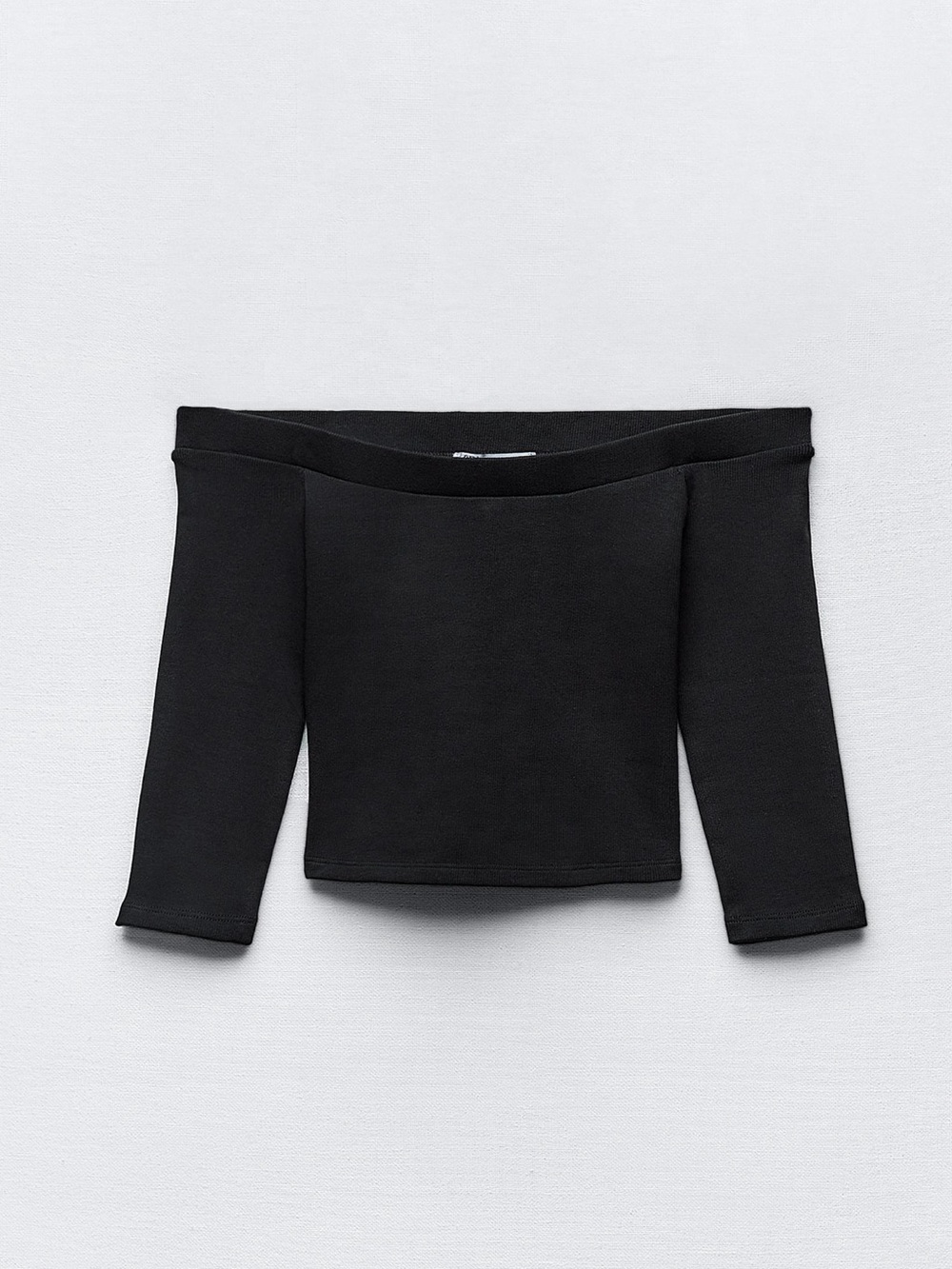ZARA Black Off Shoulder Boat Neck Crop Top Size M